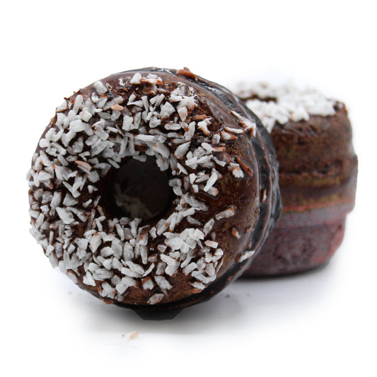 Chocolade en kokos donut bruisbal