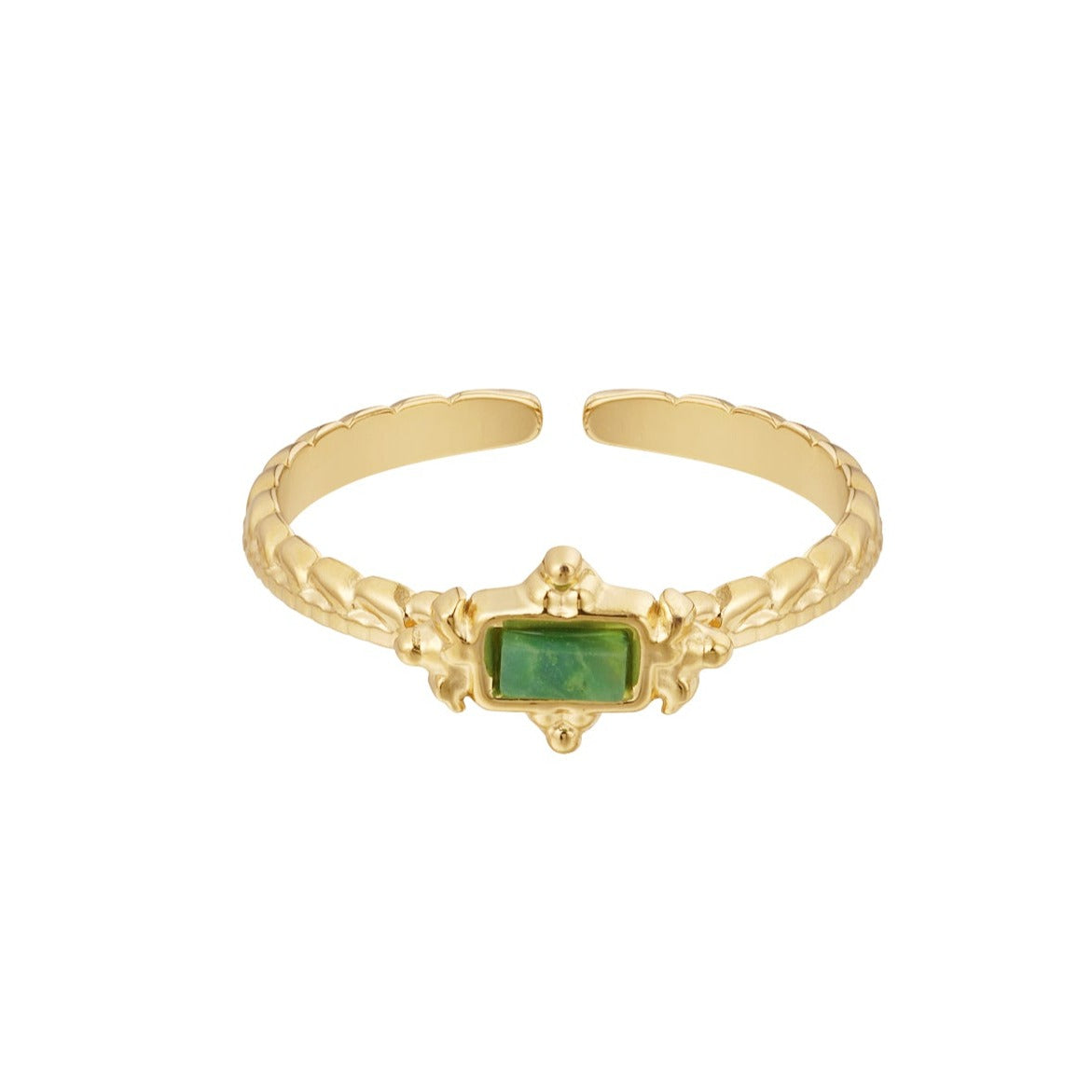 Athena ring - Groen aventurijn ring goud