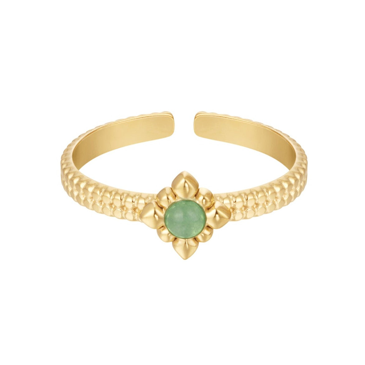 Hera ring - Groen aventurijn ring goud