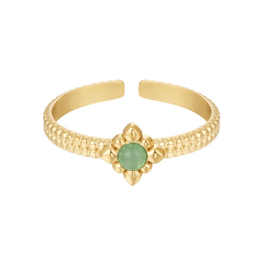 Hera ring - Groen aventurijn ring goud
