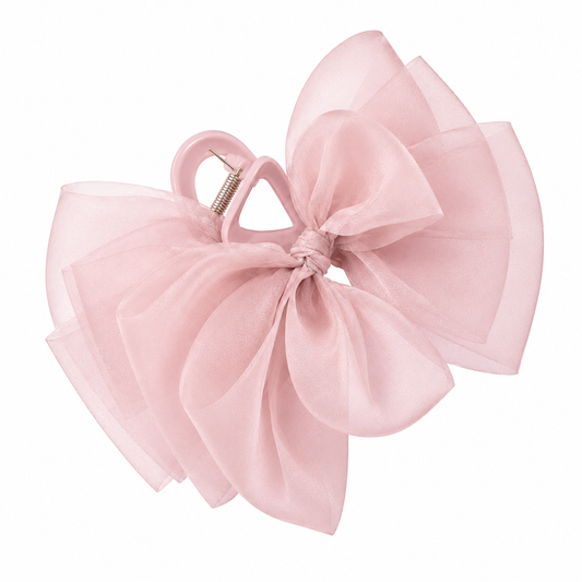 Organza bow clip roze