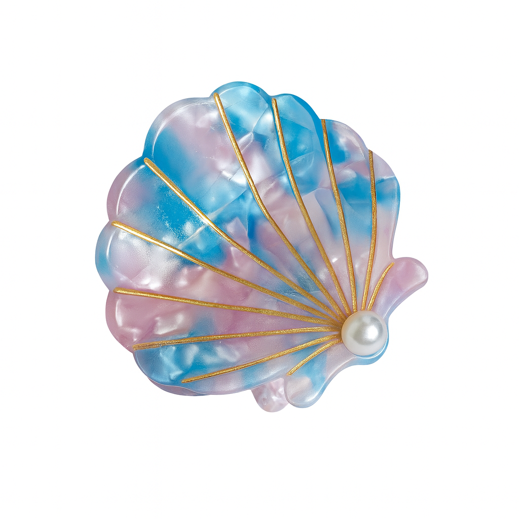 Schelp haarclip blauw