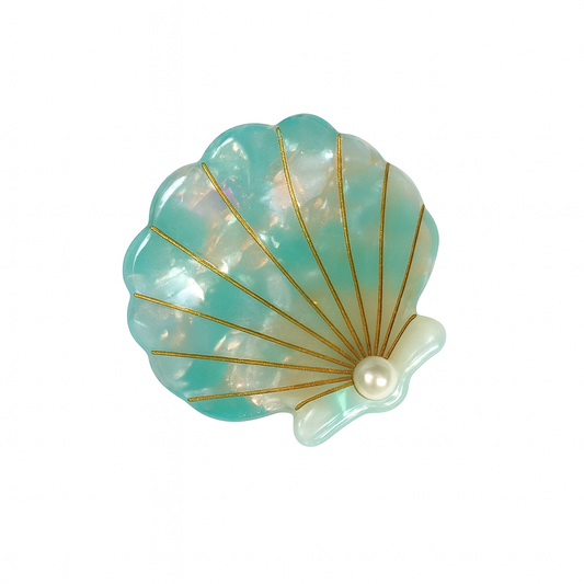 Schelp haarclip turquoise