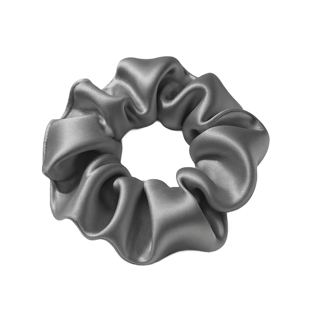 Grijs satijn scrunchie