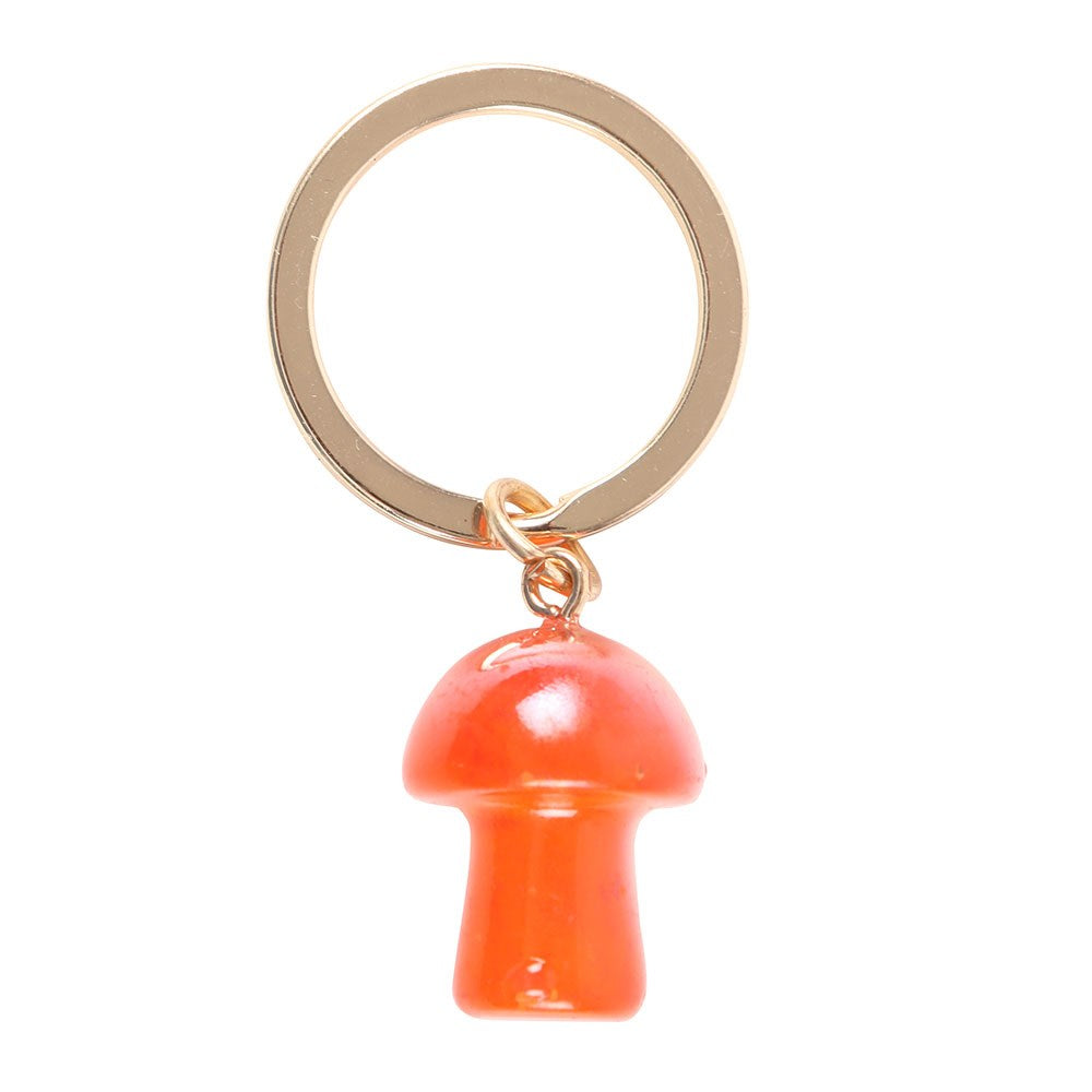 Oranje aura crystal mushroom sleutelhanger
