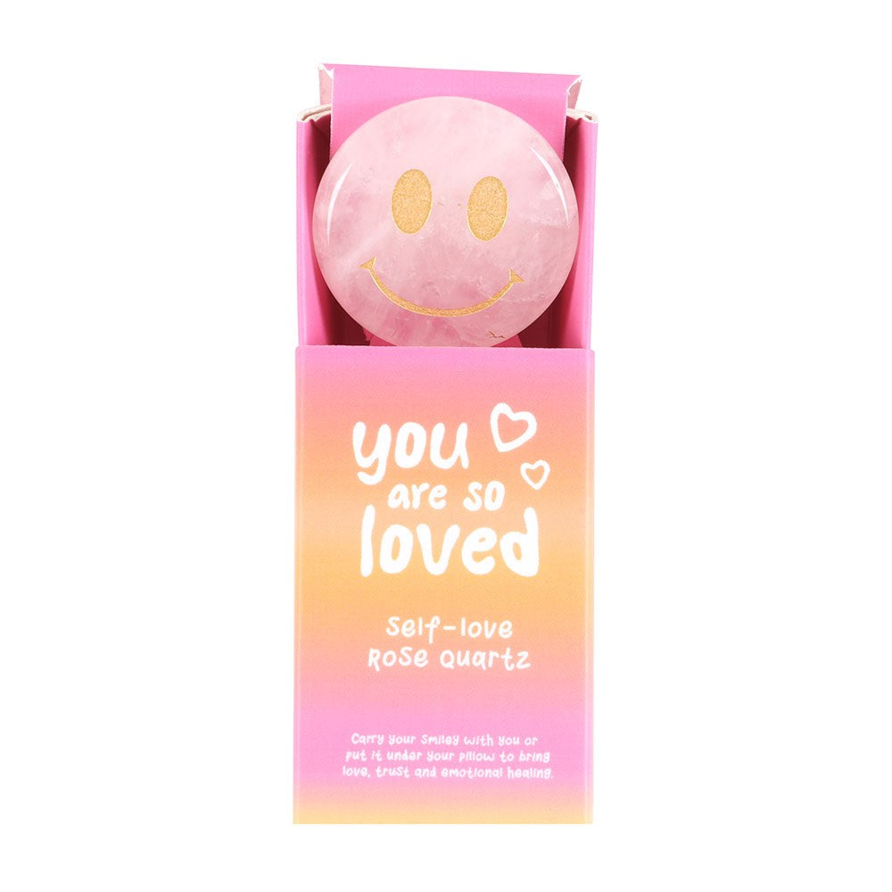 You are loved rozenkwarts happy face edelsteen