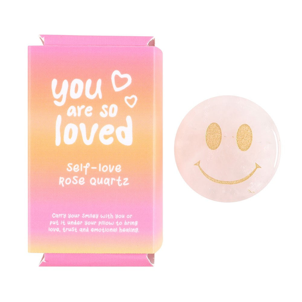 You are loved rozenkwarts happy face edelsteen
