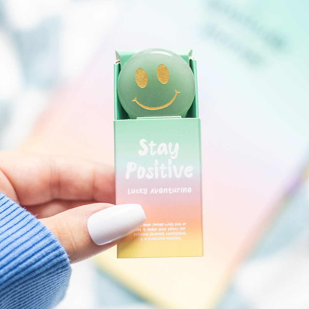 Stay positive aventurijn happy face edelsteen