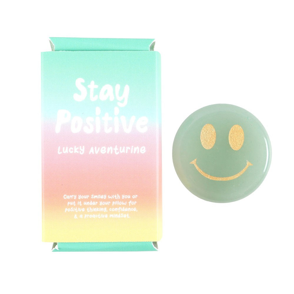 Stay positive aventurijn happy face edelsteen