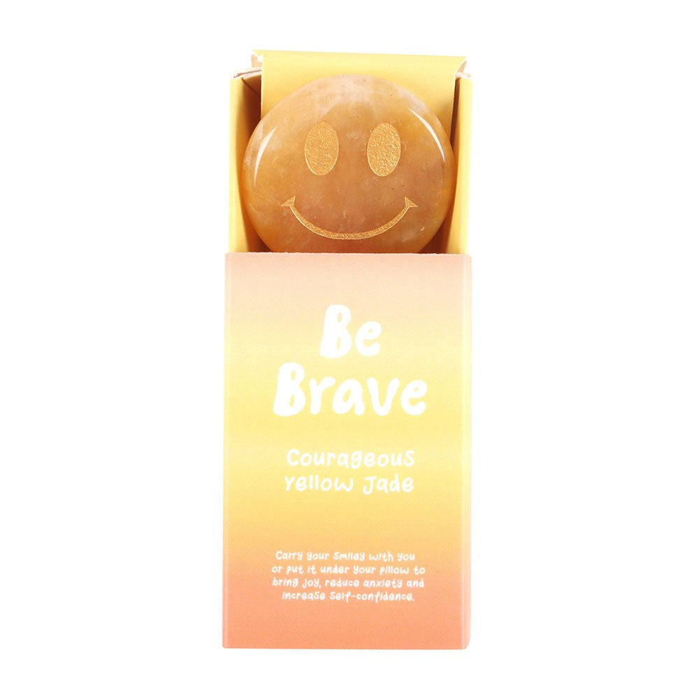 Be brave gele jade happy face edelsteen