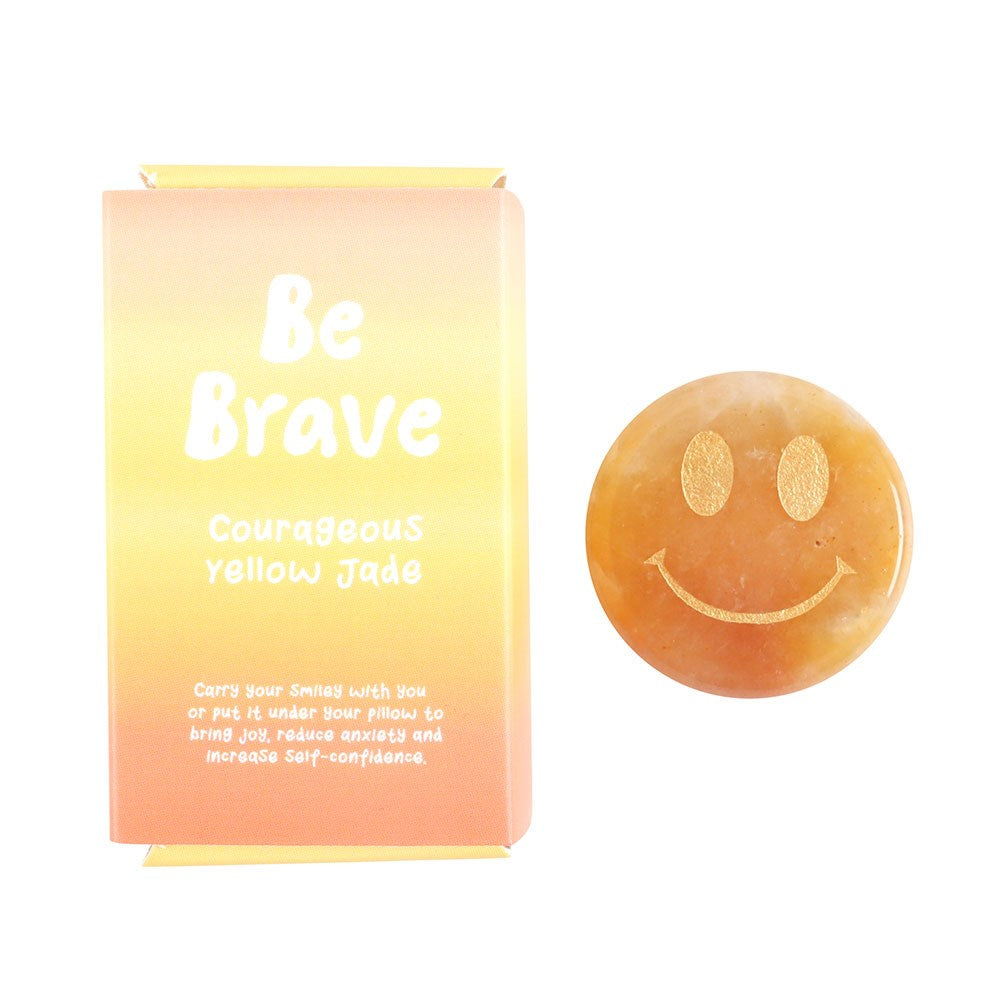 Be brave gele jade happy face edelsteen