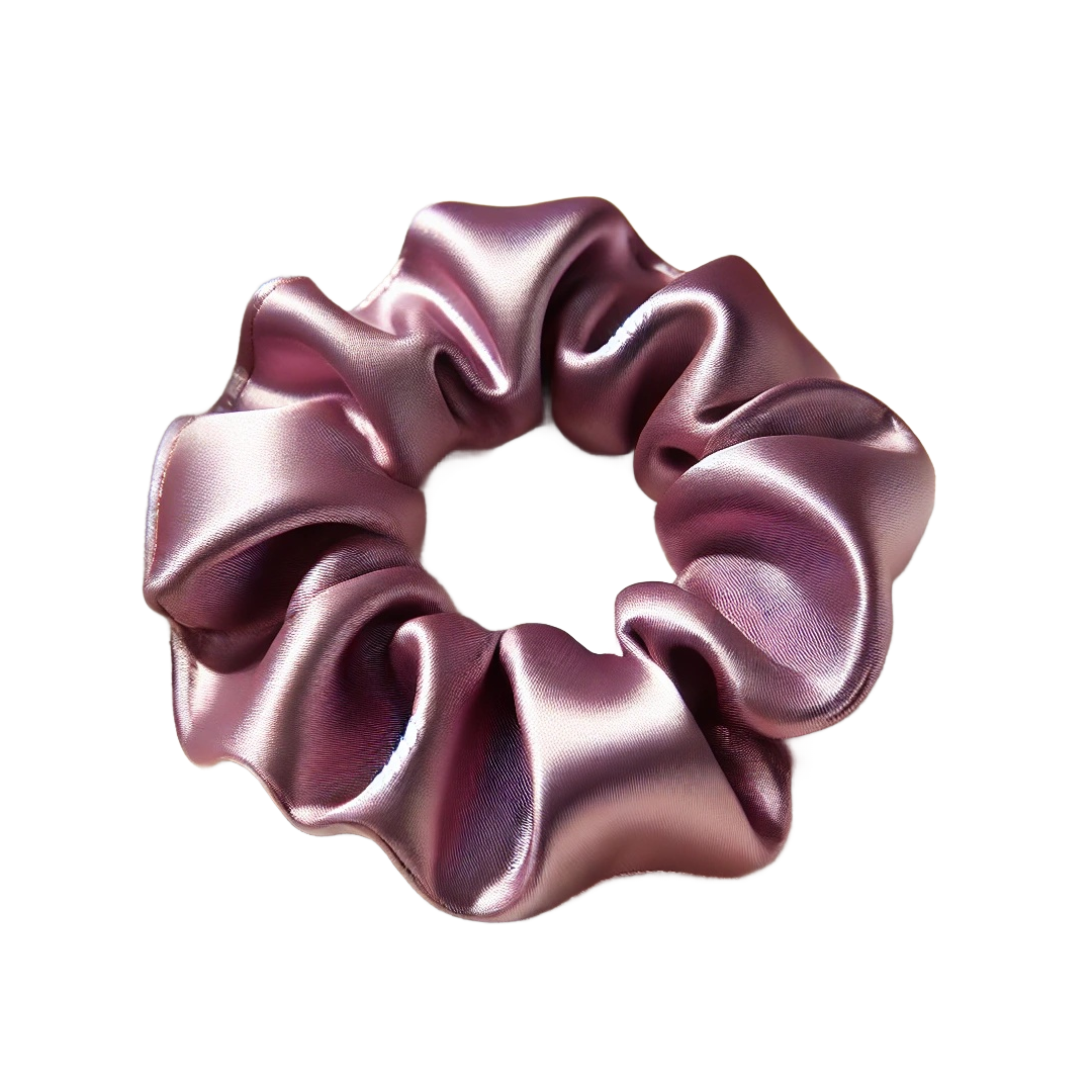 Mauve satijn scrunchie