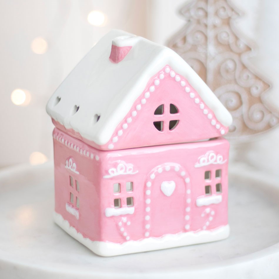 Roze gemberkoek kerst huis brander