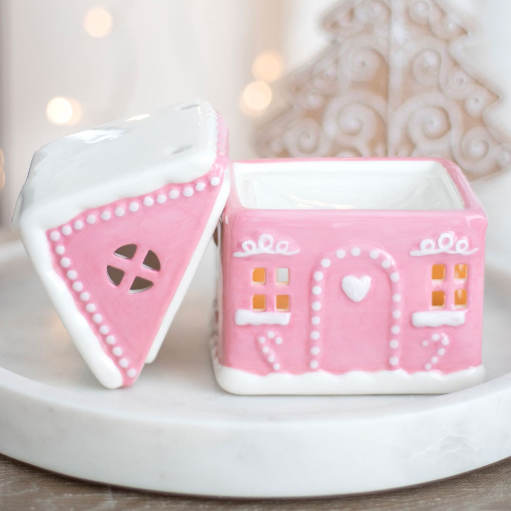 Roze gemberkoek kerst huis brander
