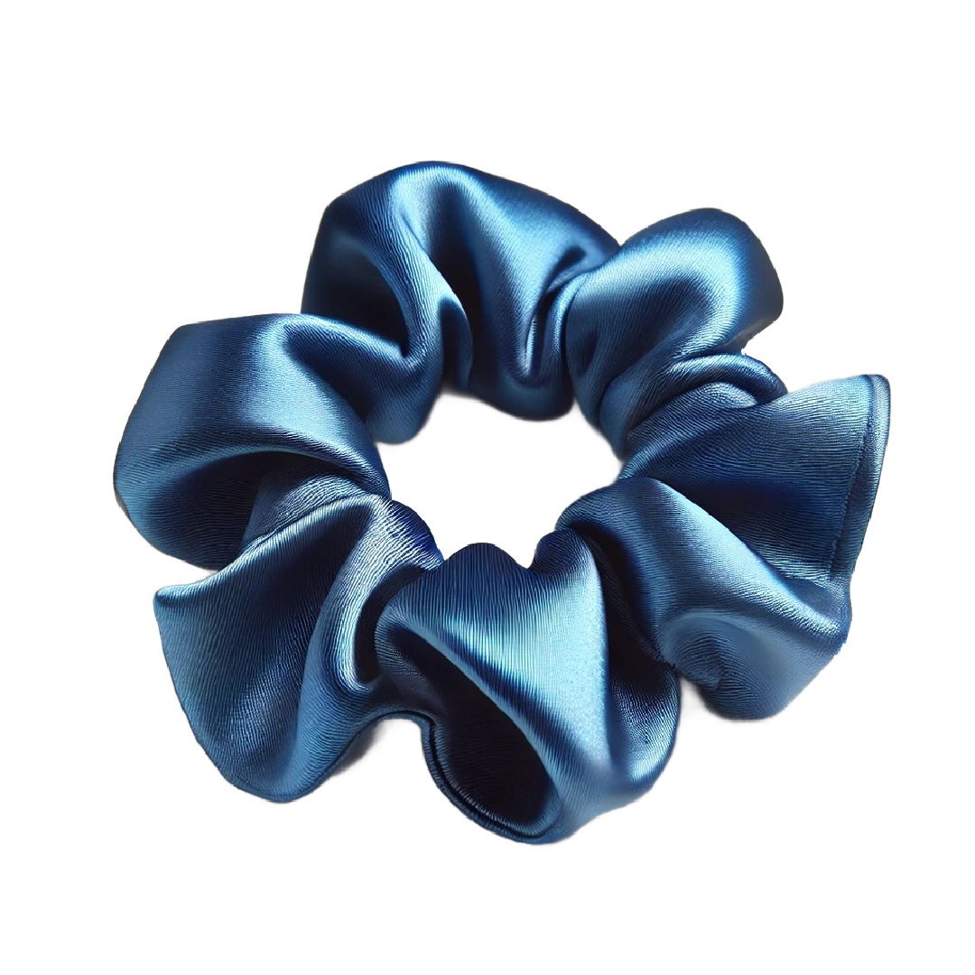 Blauw satijn scrunchie