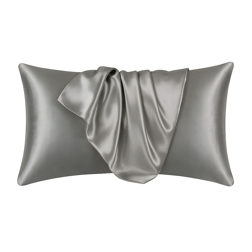 Donker grijs satijn kussensloop