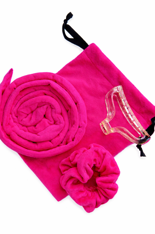 Kroonvlecht heatless curls fuchsia roze