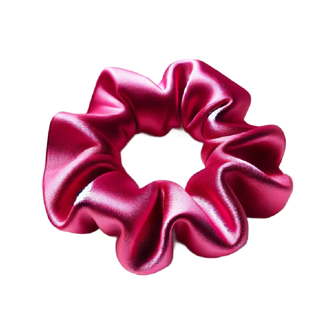 Fuchsia satijn scrunchie