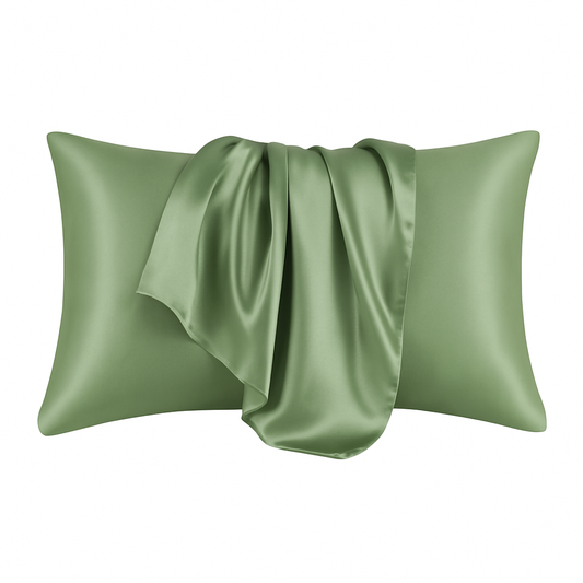 Mosgroen satijn kussensloop