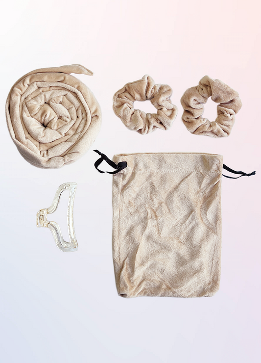 Kroonvlecht heatless curls beige