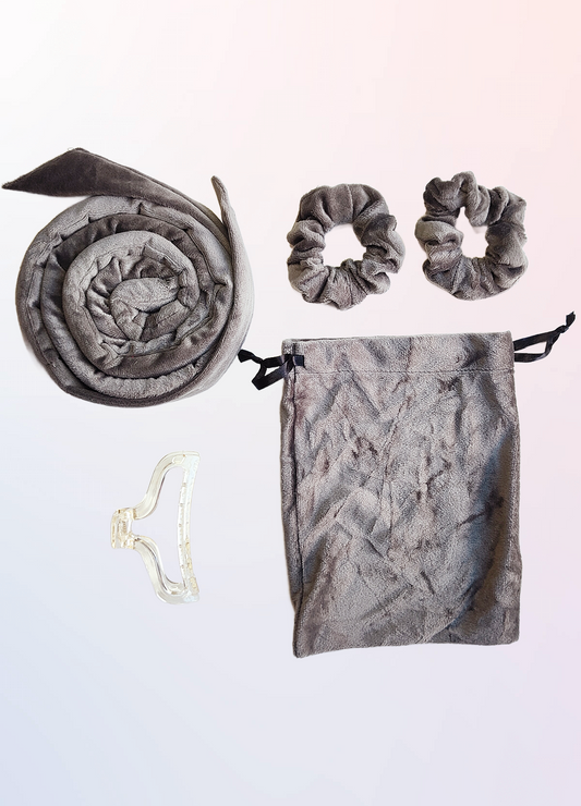 Kroonvlecht heatless curls grijs