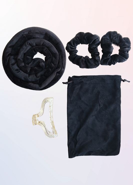 Kroonvlecht heatless curls zwart