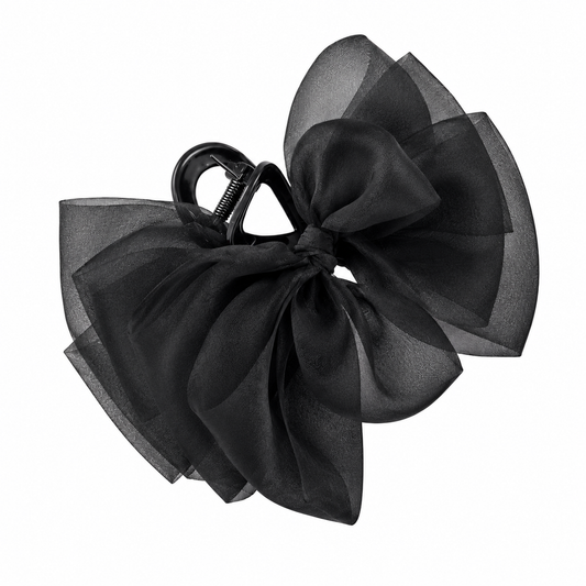 Organza bow clip zwart