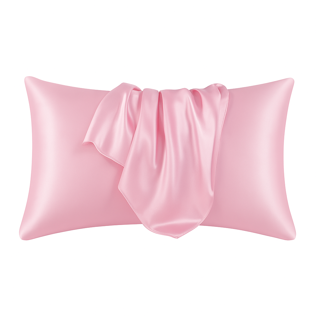 Roze satijn kussensloop