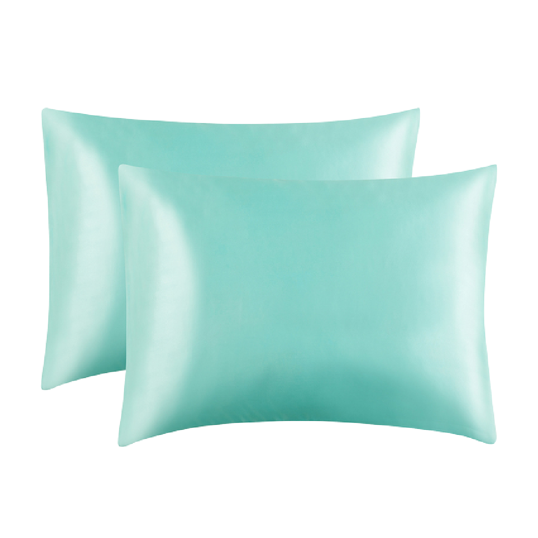 Turquoise satijn kussensloop