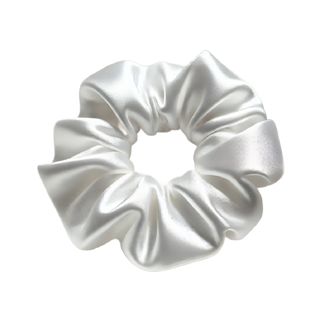 Wit satijn scrunchie