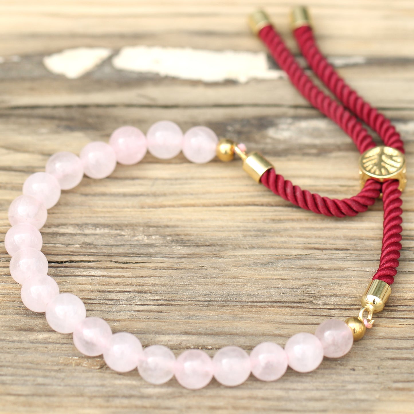 Rozenkwarts touw armband