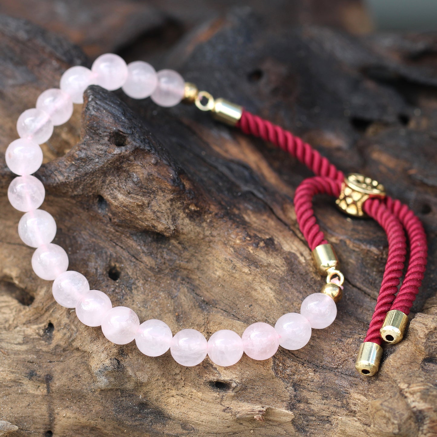 Rozenkwarts touw armband