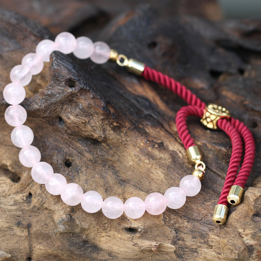 Rozenkwarts touw armband