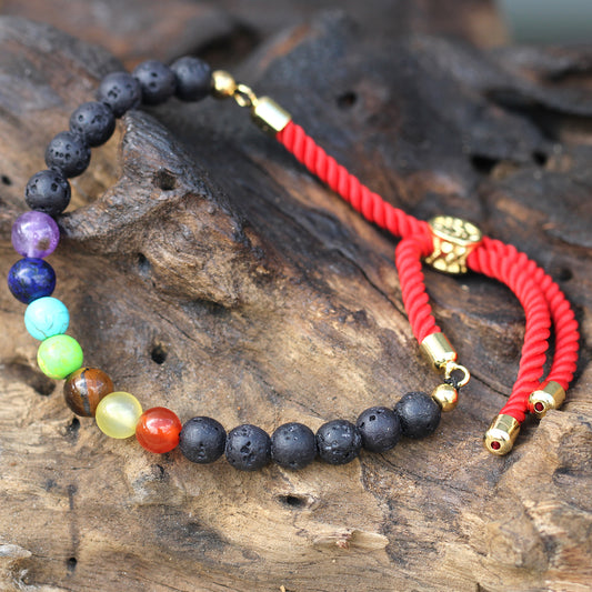 Lava steen chakra touw armband