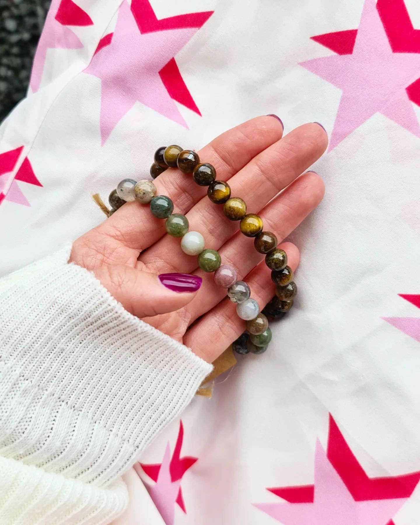 Moss agaat powerbead armband