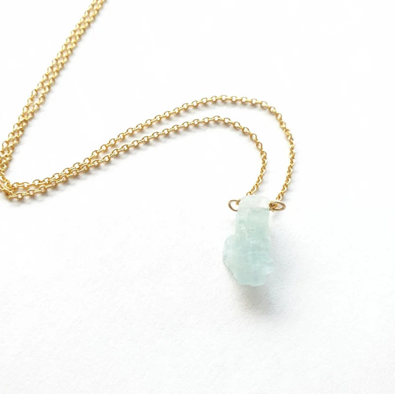 Aquamarijn brok ketting