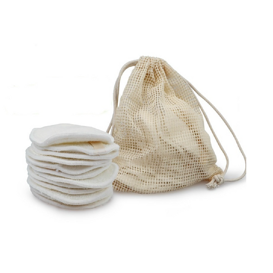 Herbruikbare bamboe make-up pads met waszakje