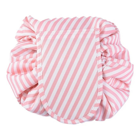 Roze stripe make-up tas