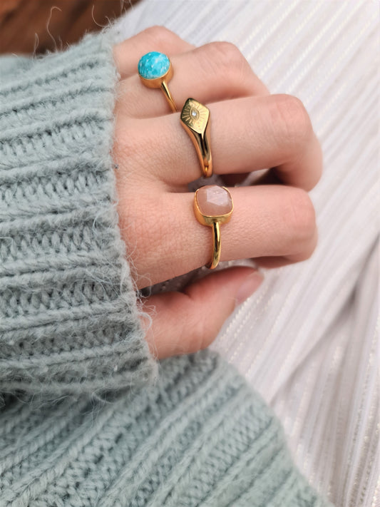 Perzik maansteen ring