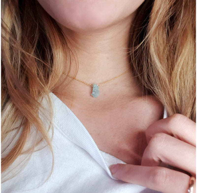 Aquamarijn brok ketting