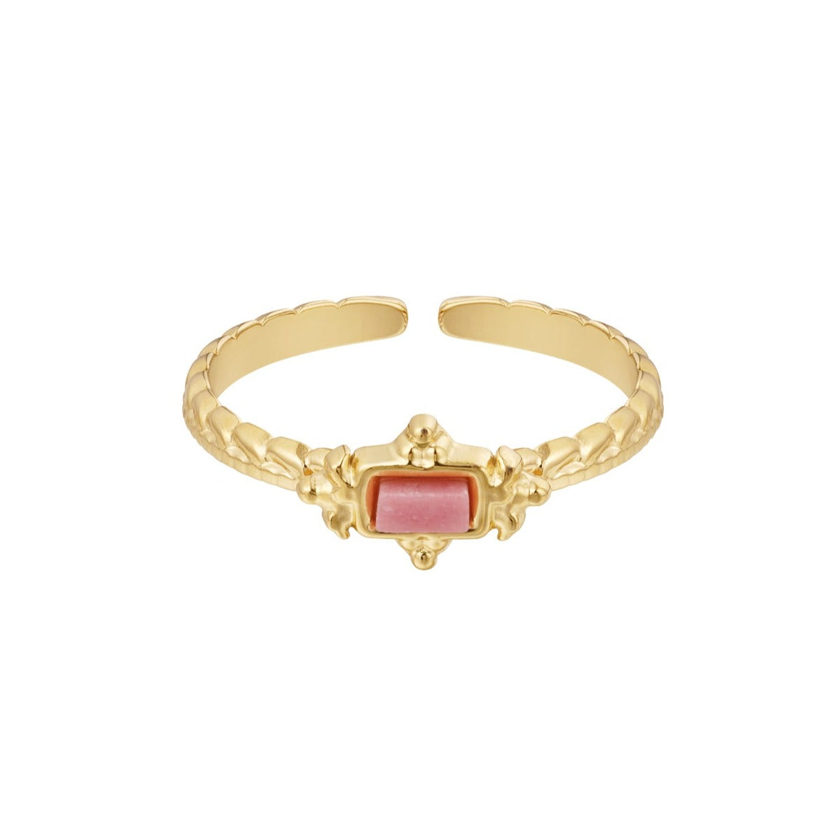 Athena ring - Roze agaat ring goud