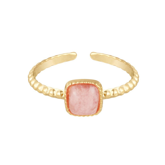 Demeter ring - Roze agaat ring goud