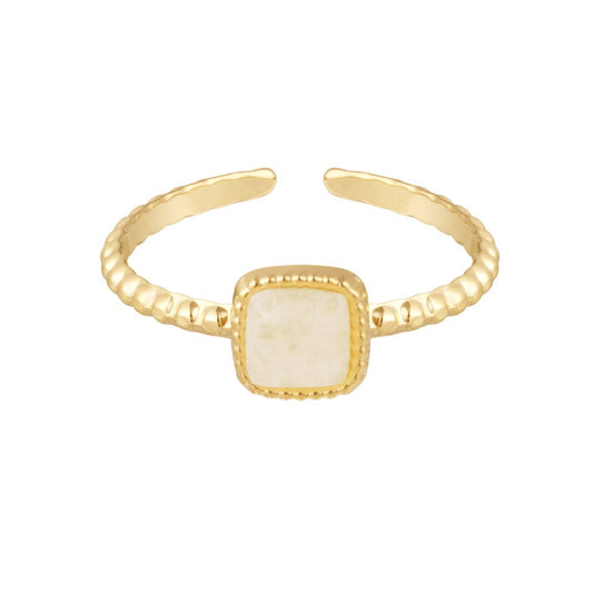 Demeter ring - Beige agaat ring goud