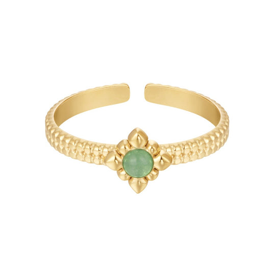 Hera ring - Groen agaat ring goud