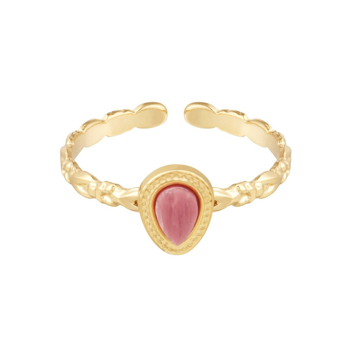 Artemis ring - Roze agaat ring goud