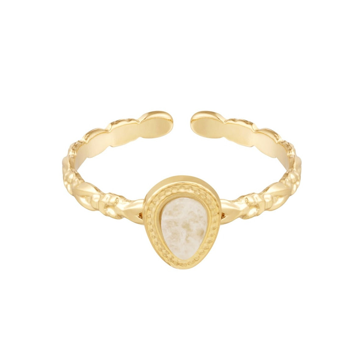 Artemis ring - Beige agaat ring goud