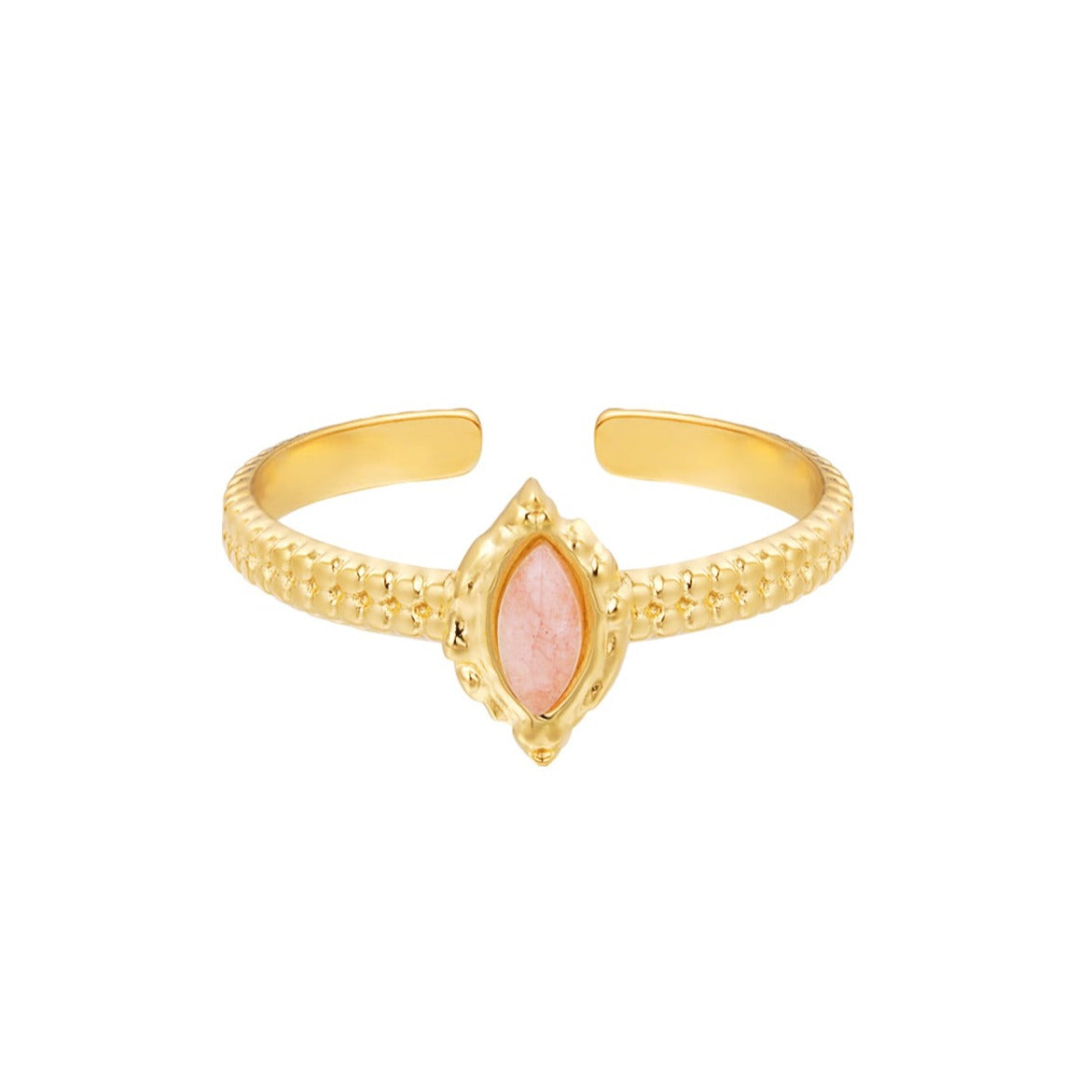 Aphrodite ring - Roze agaat ring goud