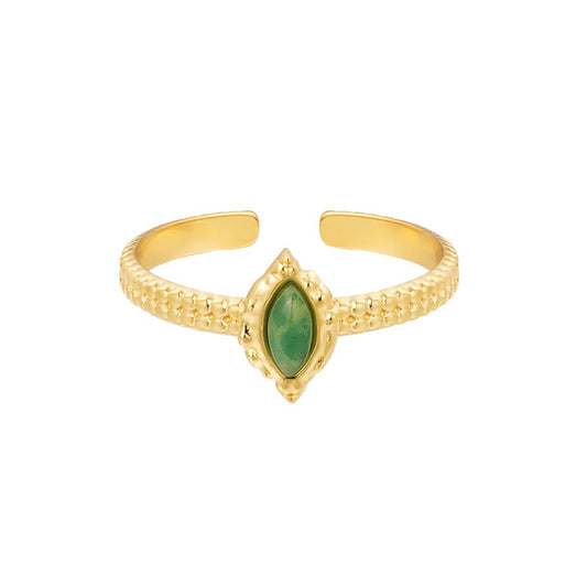 Aphrodite ring - Groen agaat ring goud