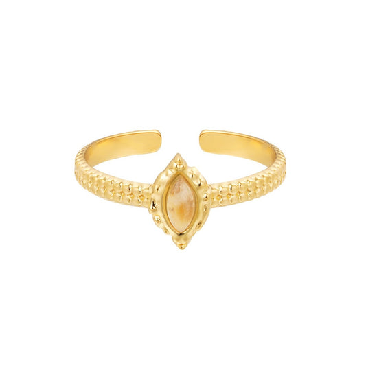 Aphrodite ring - Beige agaat ring goud