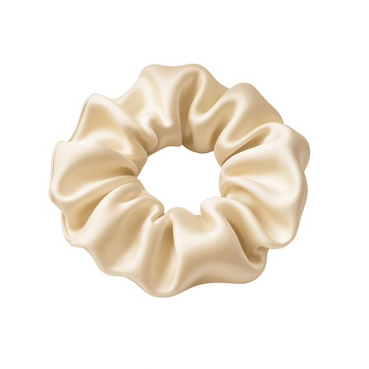 Beige satijn scrunchie